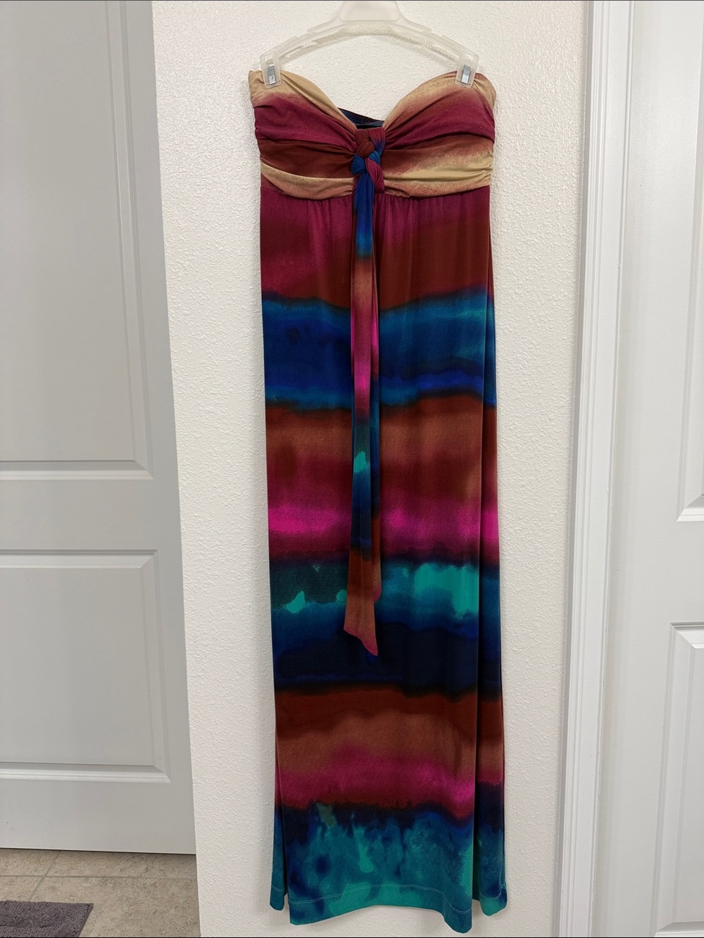 Soma size small Multicolor Strapless Maxi Skirt - Vibrant Tie-Dye Stripe